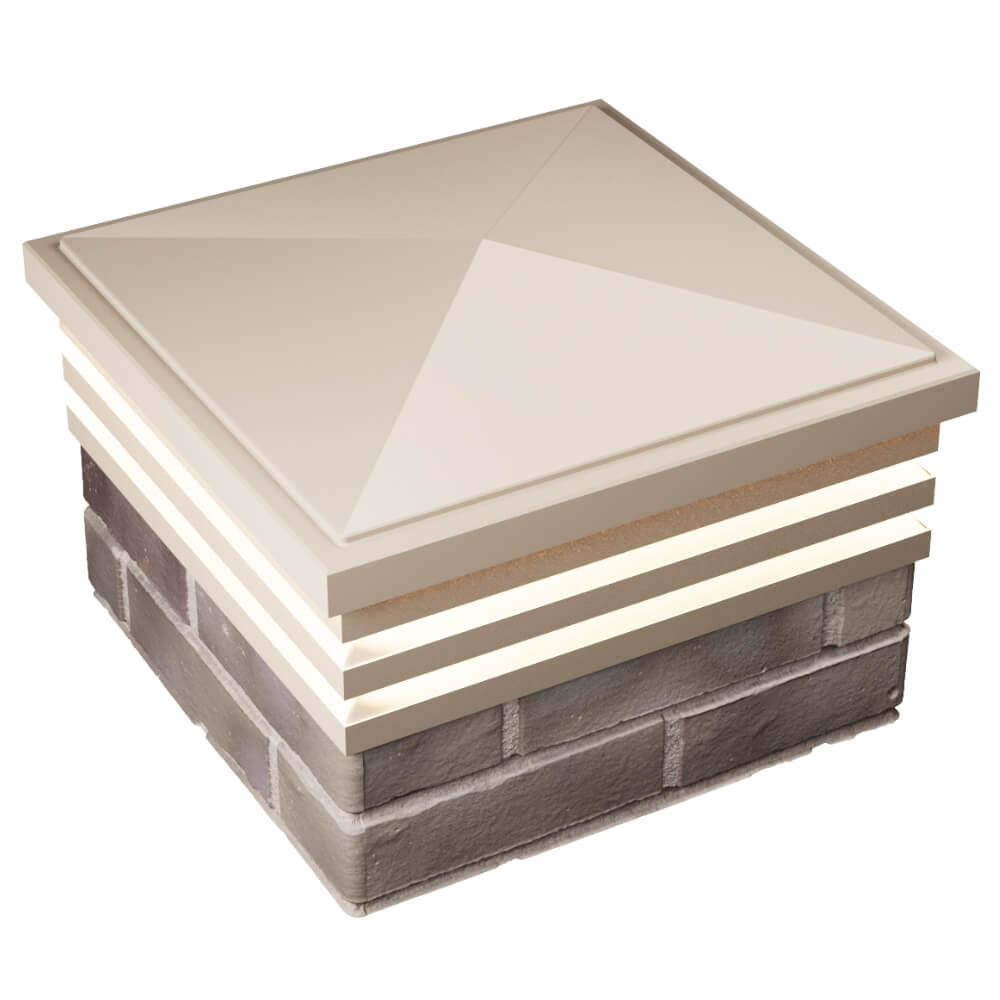 Колпак Zking Бона ХайТек Бежевый на столб 1.5х1.5 кирпича (385х385мм) с подсветкой в Ульяновске фото