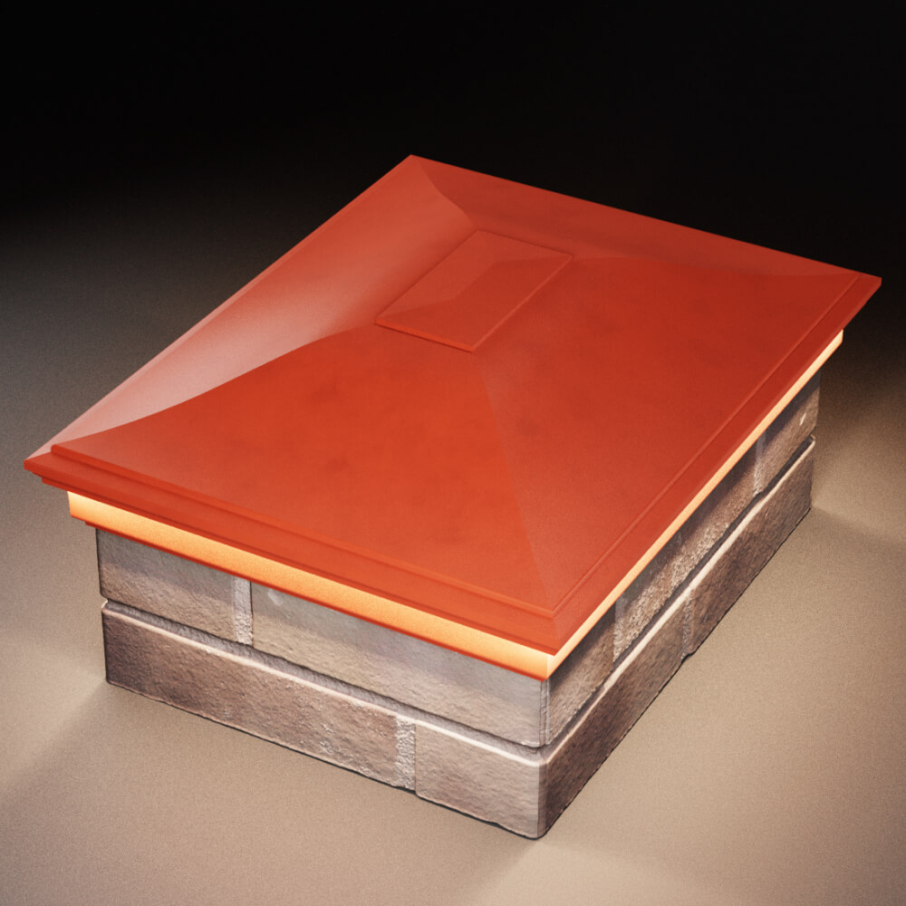 Колпак Zking Монблан Красный на столб 2х1.5 кирпича (515х385мм) c подсветкой в Ульяновске фото