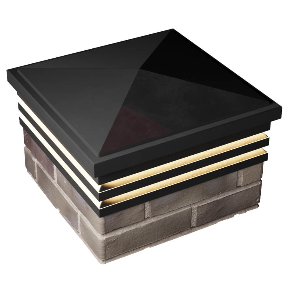 Колпак Zking Бона ХайТек Черный на столб 1.5х1.5 кирпича (385х385мм) с подсветкой в Ульяновске фото