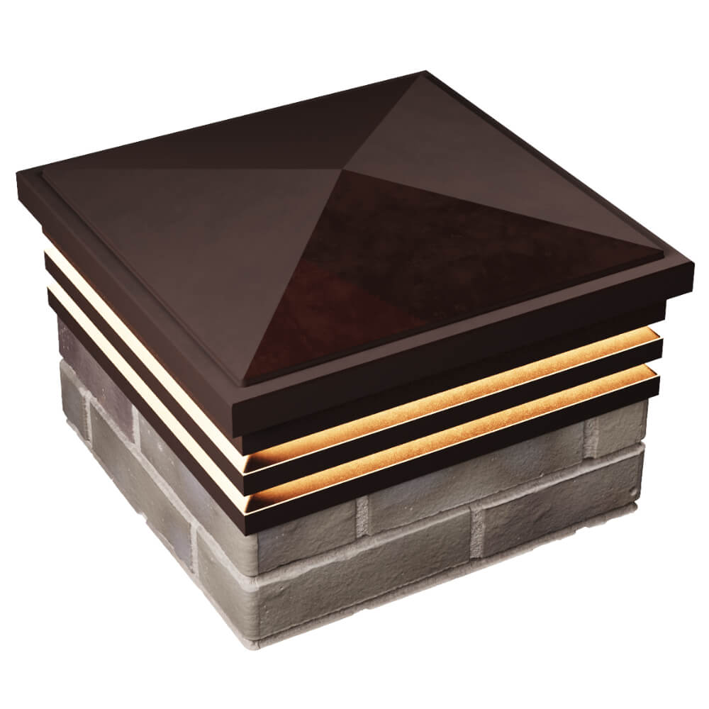 Колпак Zking Бона ХайТек Коричневый на столб 1.5х1.5 кирпича (385х385мм) с подсветкой в Ульяновске фото