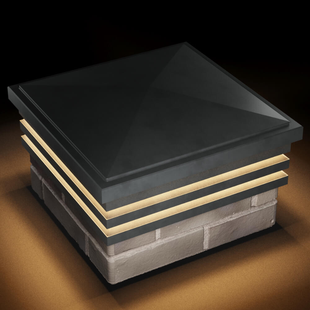 Колпак Zking Бона ХайТек Серый на столб 1.5х1.5 кирпича (385х385мм) с подсветкой в Ульяновске фото