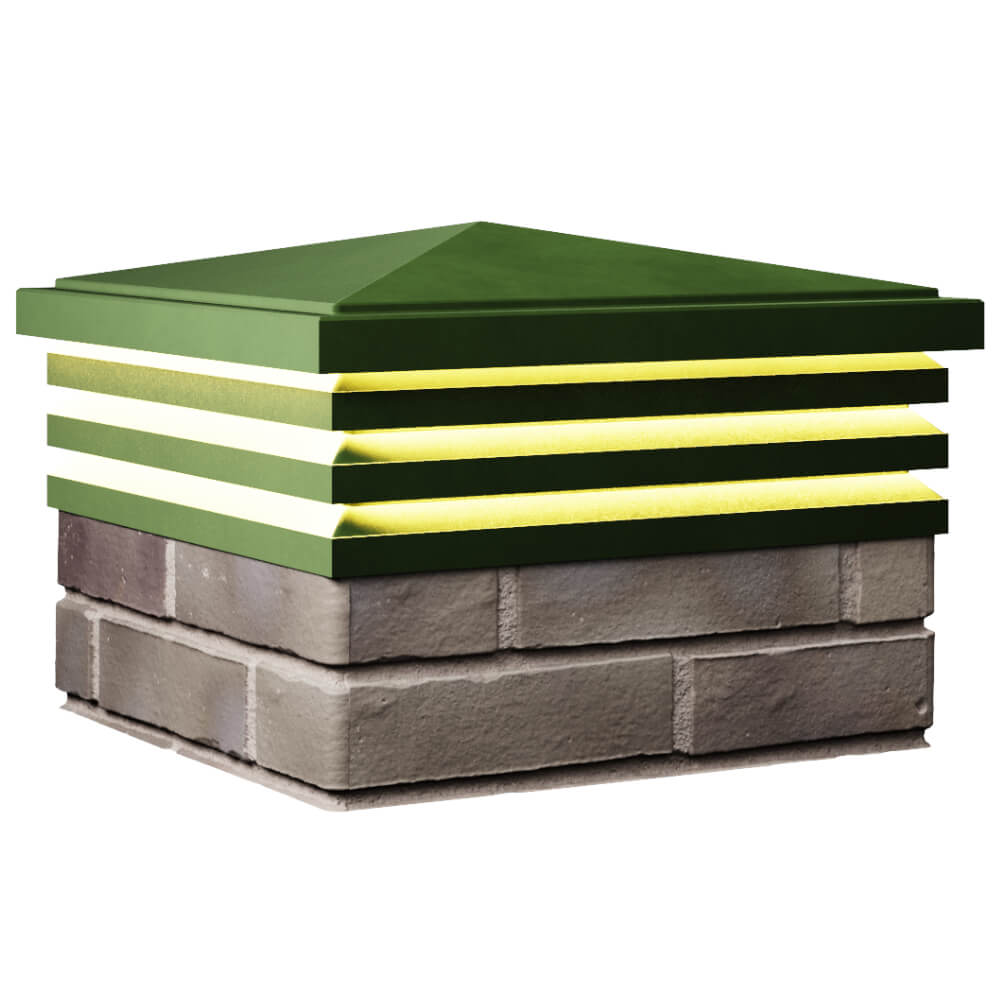 Колпак Zking Бона ХайТек Зеленый на столб 1.5х1.5 кирпича (385х385мм) с подсветкой в Ульяновске фото