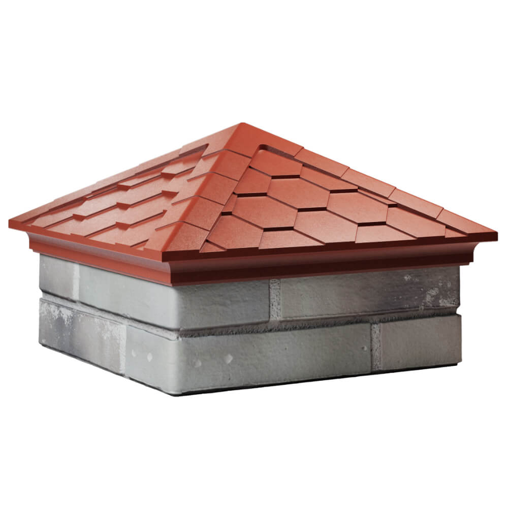 Колпак Zking Эверест Красный на столб 1.5х1.5 кирпича (390х390мм) в Ульяновске фото