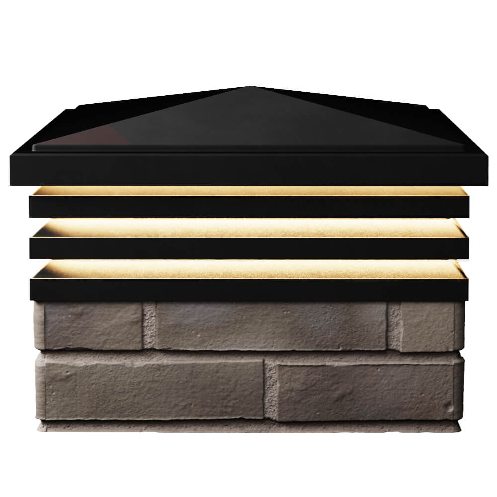 Колпак Zking Бона ХайТек Черный на столб 1.5х1.5 кирпича (385х385мм) с подсветкой в Ульяновске фото