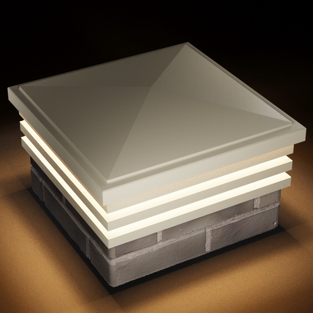 Колпак Zking Бона ХайТек Бежевый на столб 1.5х1.5 кирпича (385х385мм) с подсветкой в Ульяновске фото