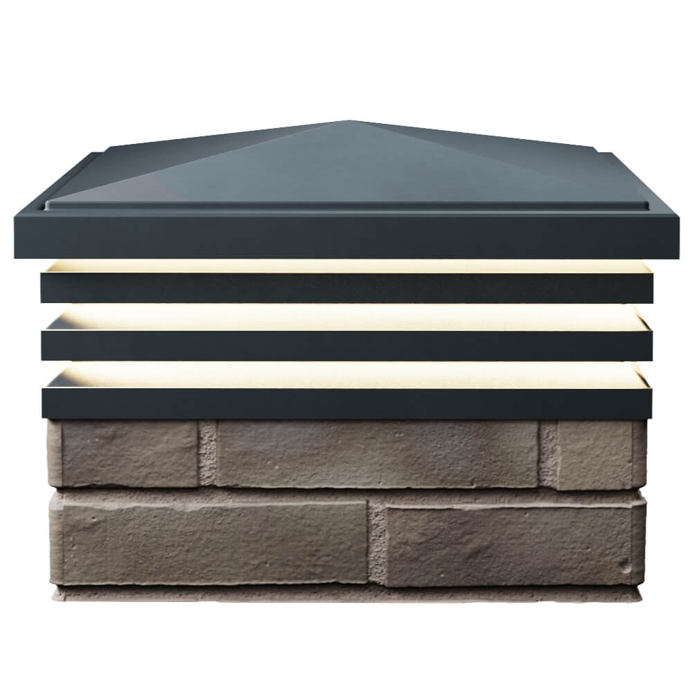 Колпак Zking Бона ХайТек Серый на столб 1.5х1.5 кирпича (385х385мм) с подсветкой в Ульяновске фото