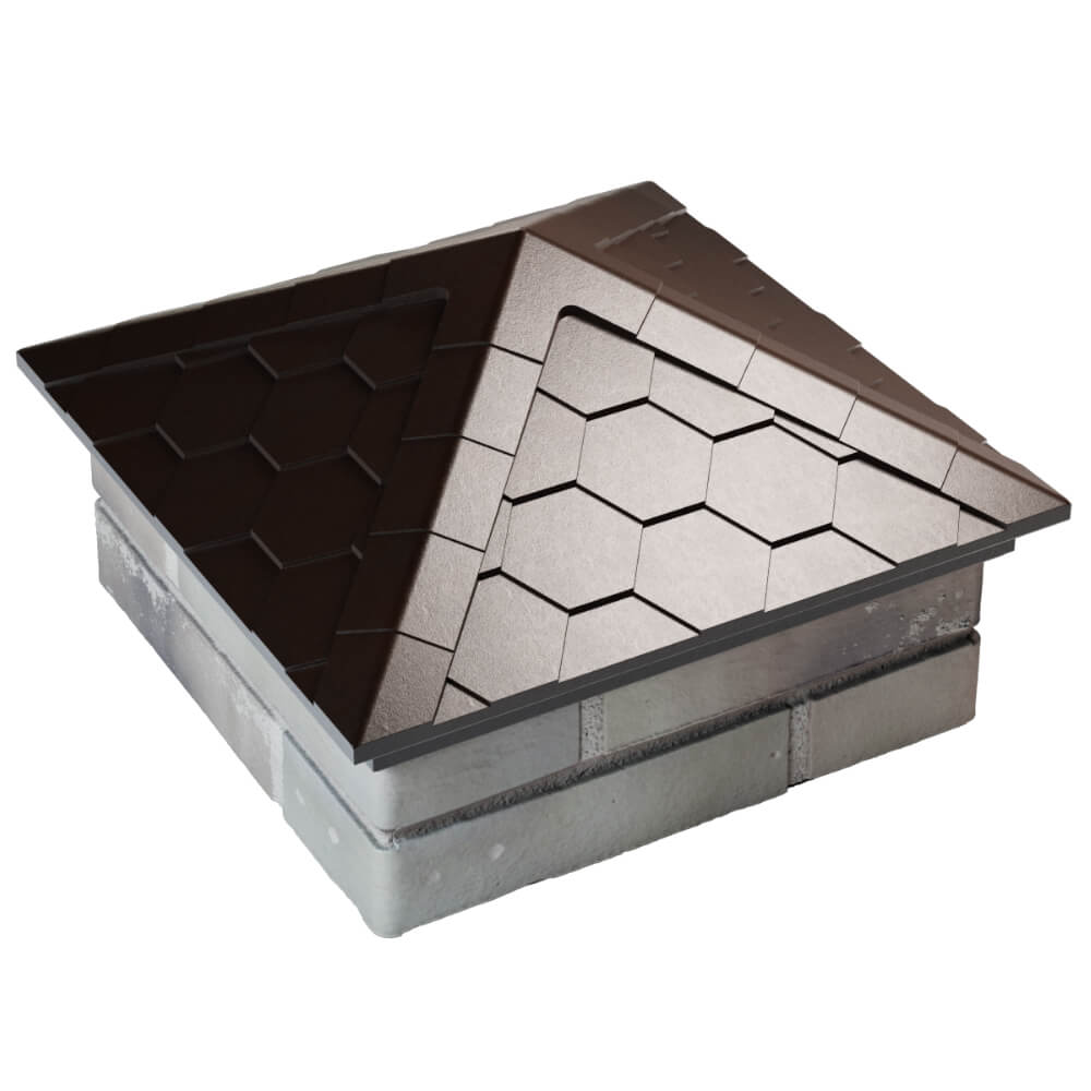 Колпак Zking Эверест Коричневый на столб 1.5х1.5 кирпича (390х390мм) в Ульяновске фото