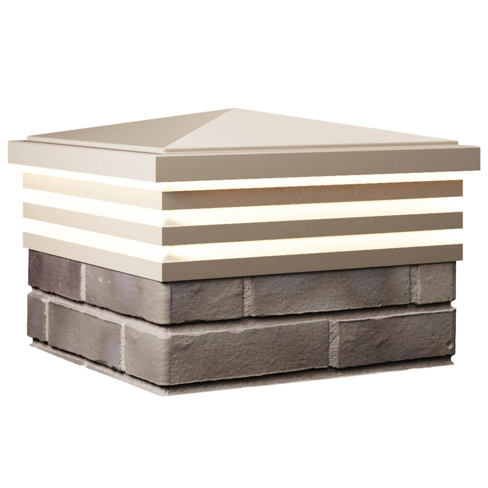 Колпак Zking Бона ХайТек Бежевый на столб 1.5х1.5 кирпича (385х385мм) с подсветкой в Ульяновске фото