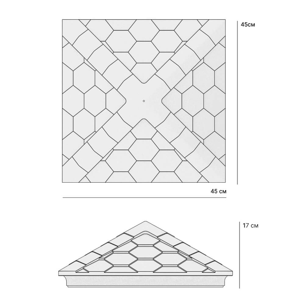 Колпак Zking Эверест Серый на столб 1.5х1.5 кирпича (390х390мм) в Ульяновске фото