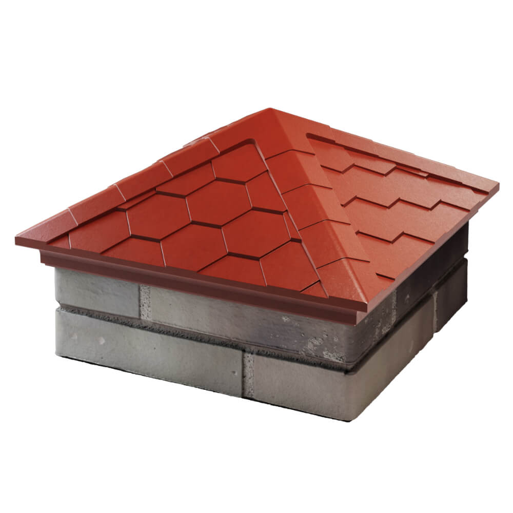 Колпак Zking Эверест Красный на столб 1.5х1.5 кирпича (390х390мм) в Ульяновске фото