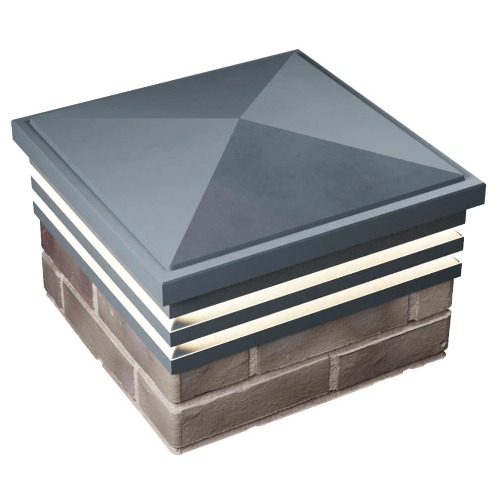 Колпак Zking Бона ХайТек Серый на столб 1.5х1.5 кирпича (385х385мм) с подсветкой в Ульяновске фото