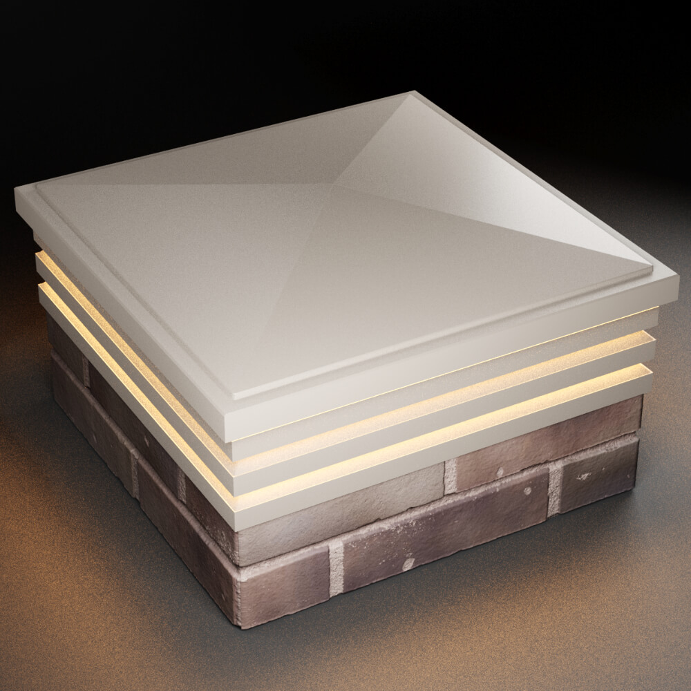 Колпак Zking Бона ХайТек Бежевый на столб 2х2 кирпича (513х513мм) с подсветкой в Ульяновске фото