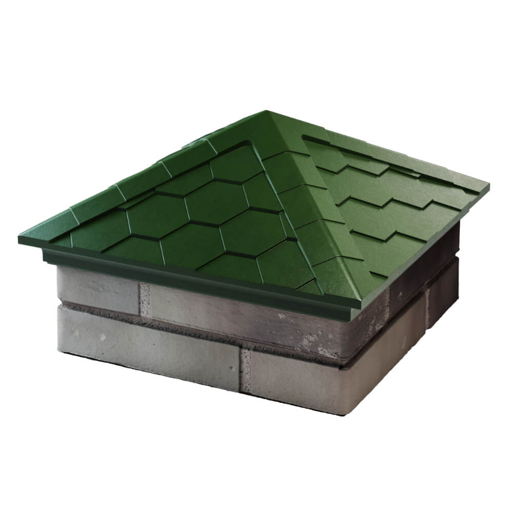 Колпак Zking Эверест Зеленый на столб 1.5х1.5 кирпича (390х390мм) в Ульяновске фото