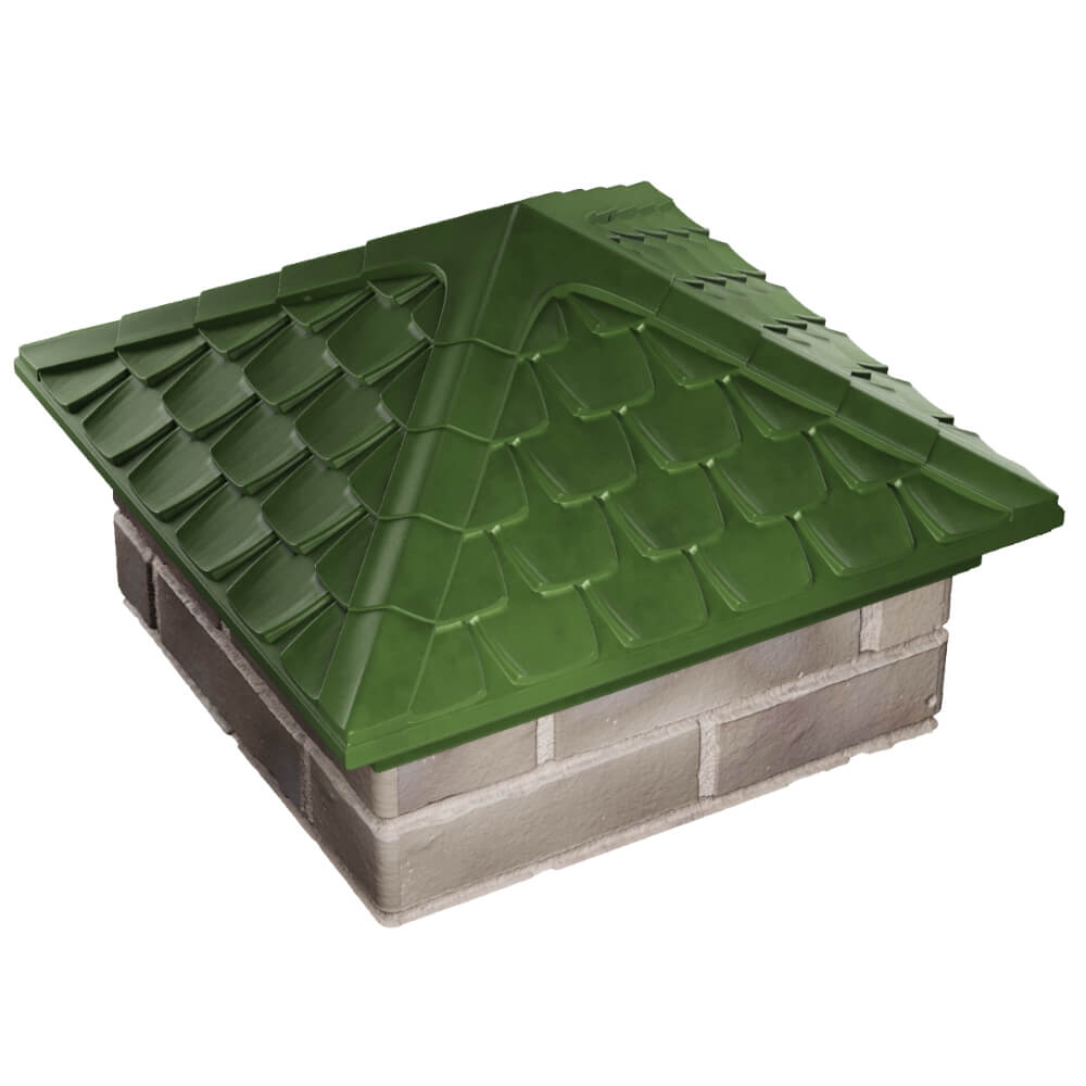 Колпак Zking Эльбрус Зеленый на столб 1.5х1.5 кирпича (385х385мм) в Ульяновске фото