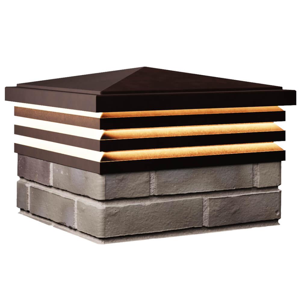 Колпак Zking Бона ХайТек Коричневый на столб 1.5х1.5 кирпича (385х385мм) с подсветкой в Ульяновске фото