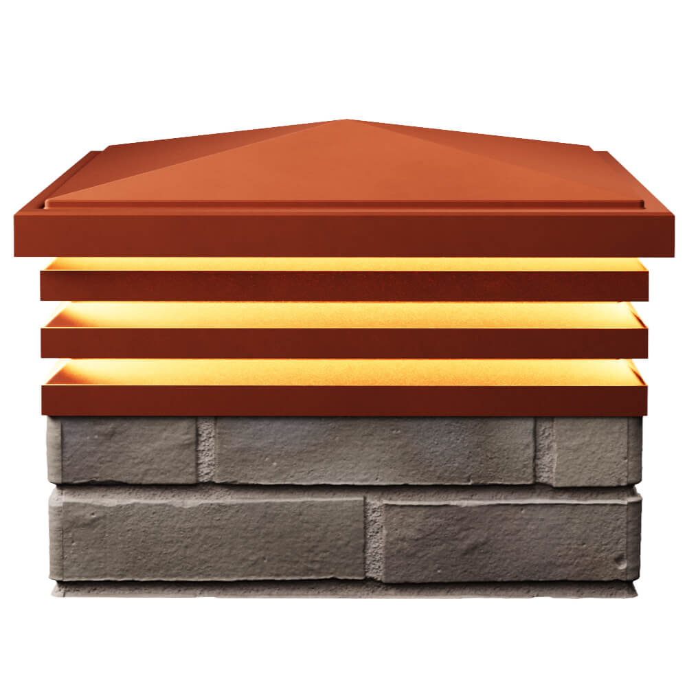 Колпак Zking Бона ХайТек Красный на столб 1.5х1.5 кирпича (385х385мм) с подсветкой в Ульяновске фото