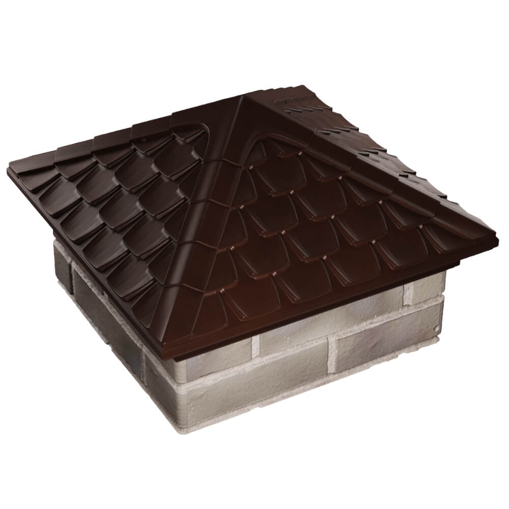 Колпак Zking Эльбрус Коричневый на столб 1.5х1.5 кирпича (385х385мм) в Ульяновске фото