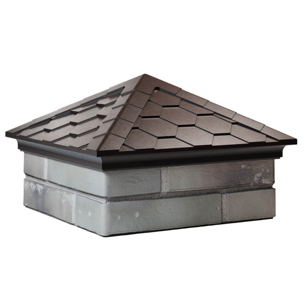 Колпак Zking Эверест Коричневый на столб 1.5х1.5 кирпича (390х390мм) в Ульяновске фото