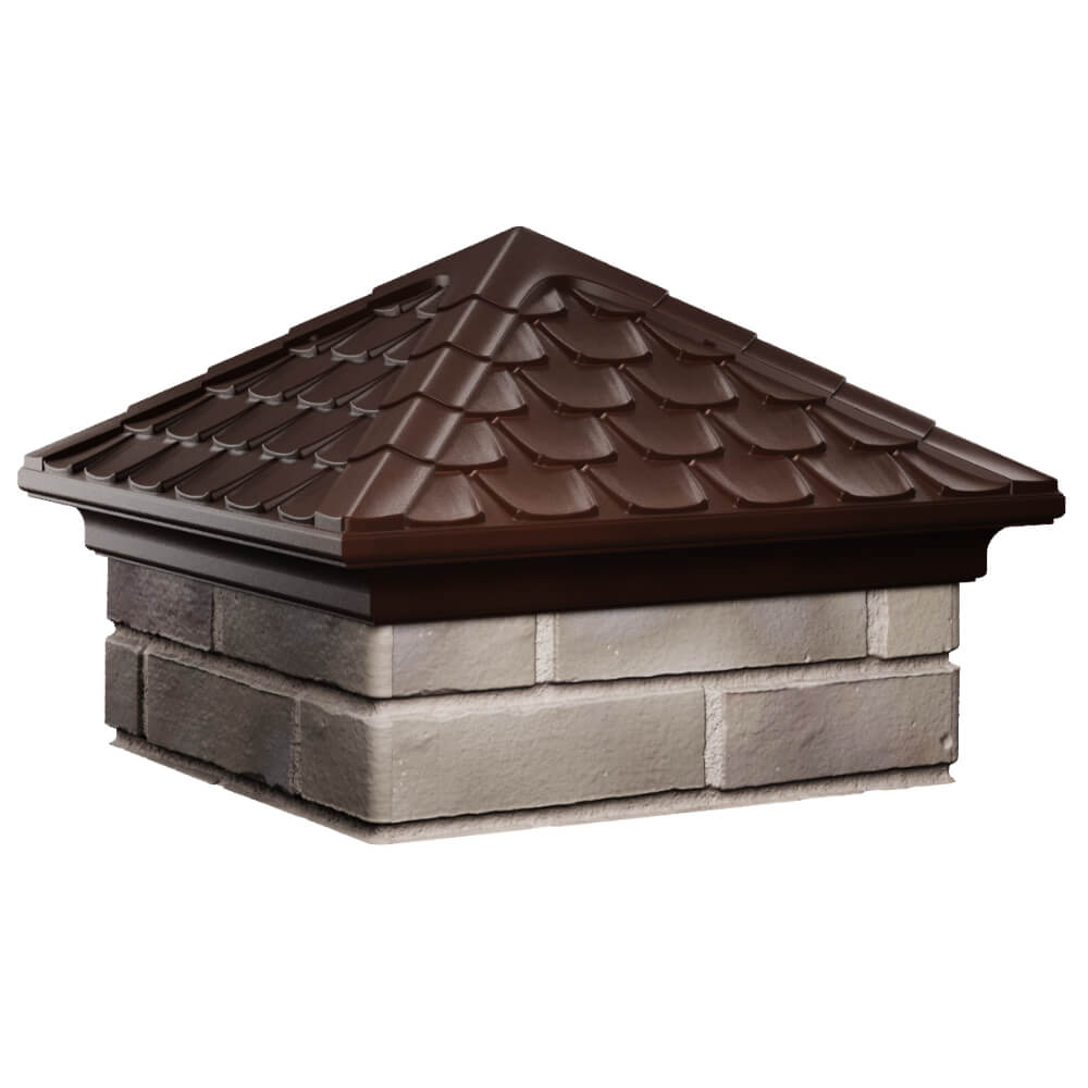 Колпак Zking Эльбрус Коричневый на столб 1.5х1.5 кирпича (385х385мм) в Ульяновске фото
