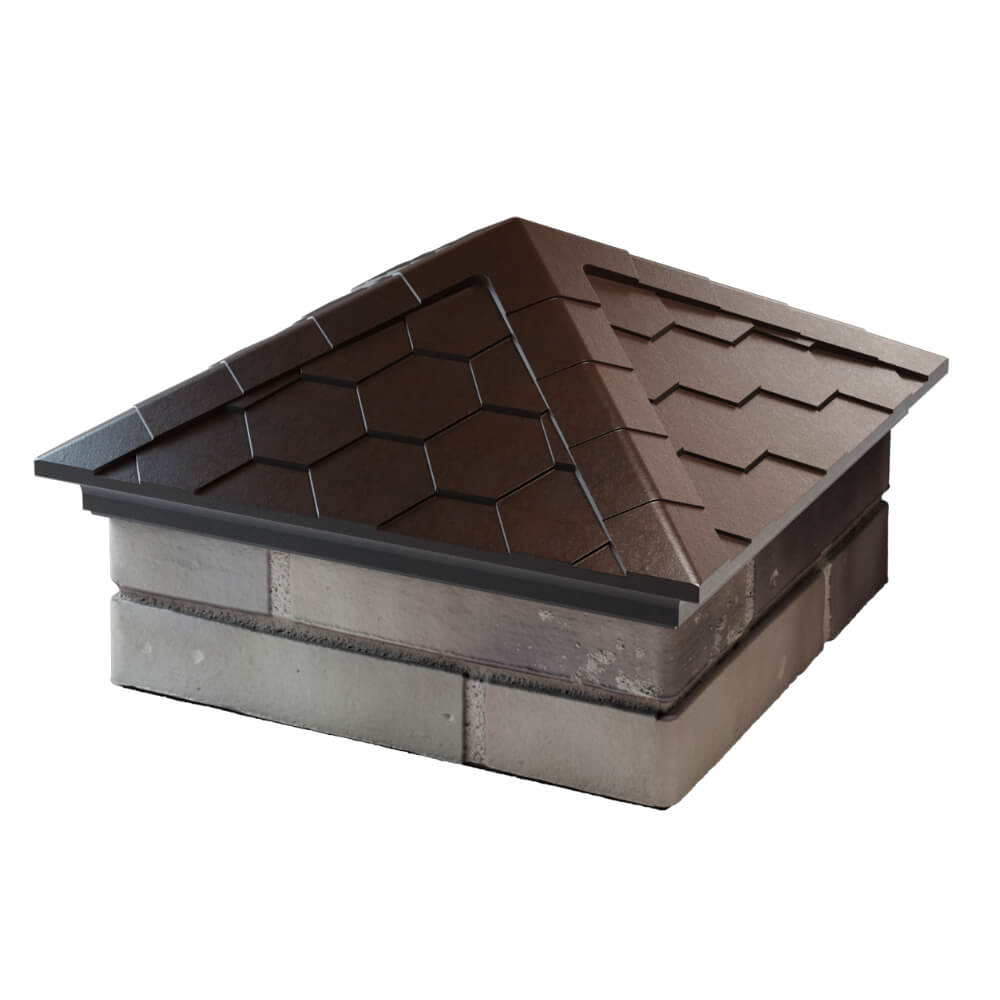 Колпак Zking Эверест Коричневый на столб 1.5х1.5 кирпича (390х390мм) в Ульяновске фото